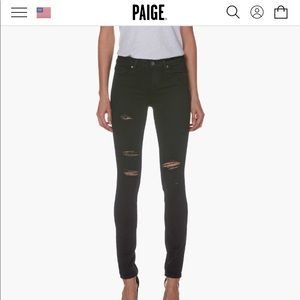 Paige Black Distressed Denim Jeans